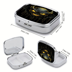 DUWOP2 1pc Medicine Box 2 compartment Decorative Metal Vitamin Organizer