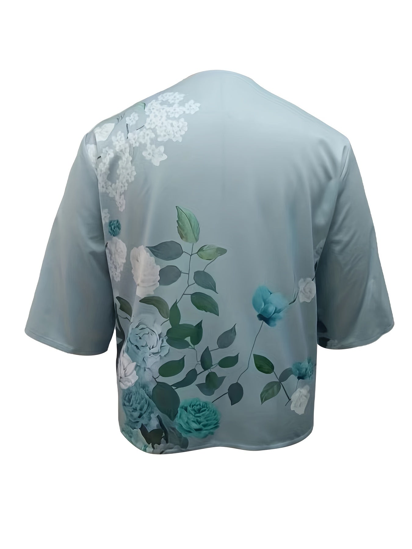  Casual Blouse Women's Plus Floral Print Half Sleeve V Neck
