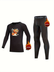2pcs Kids Dragon Pattern Fleece Sets