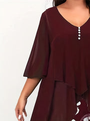  Women's Floral Print Layered Cloak Dress