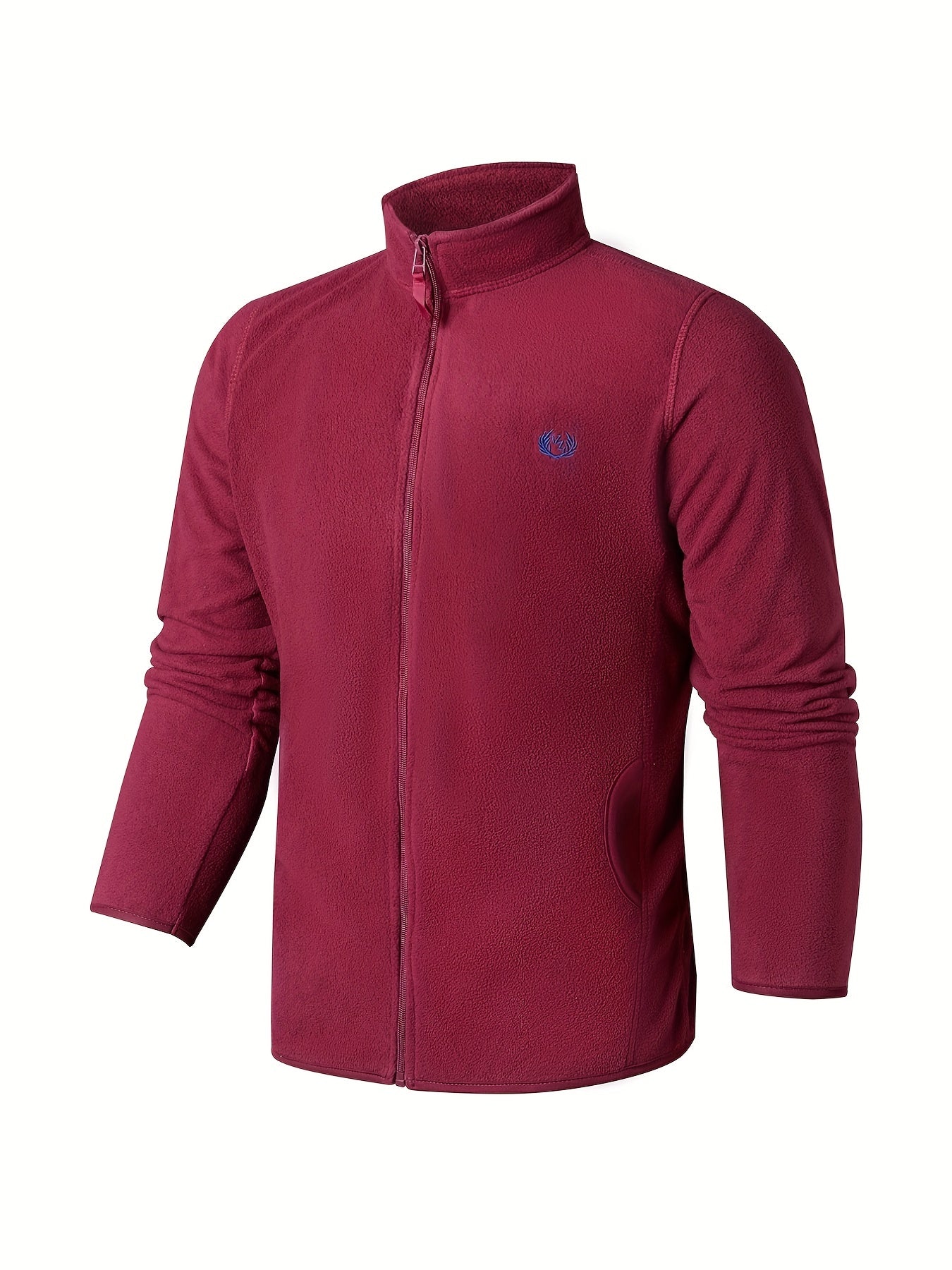 Men's Stand Collar Fleece Jacket Zipper Coat Gym Sports Warm Spring Autumn