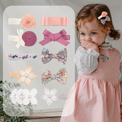 10pcs Girls' Flower Hairpin Bow Lace Faux Pearl Hair Clips