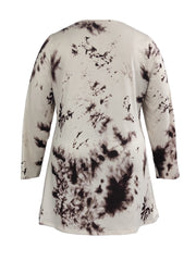  Tie Dye V Neck Long Sleeve Stretch Dress