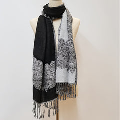 Large Tassel Scarf Jacquard Vintage Shawl Windproof Wrap