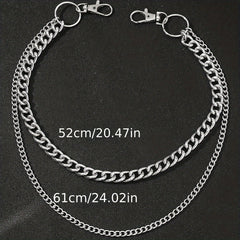 Men's Large Circle Silver Chain with Suit Pants