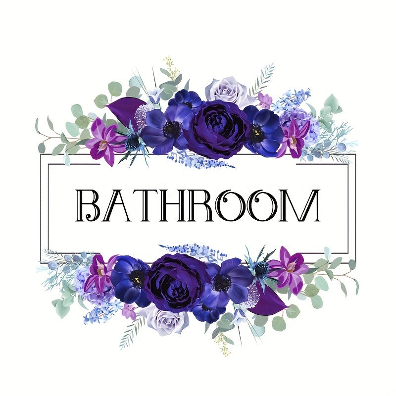 Romantic Purple Flower Self Adhesive Bathroom Door Sign