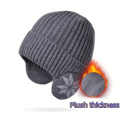 Windproof Knit Beanie Hat With Plus Velvet Thickened Style
