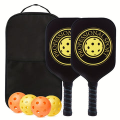 Carbon Fiber Pickleball Racket Set with 2 Rackets and 4 Balls