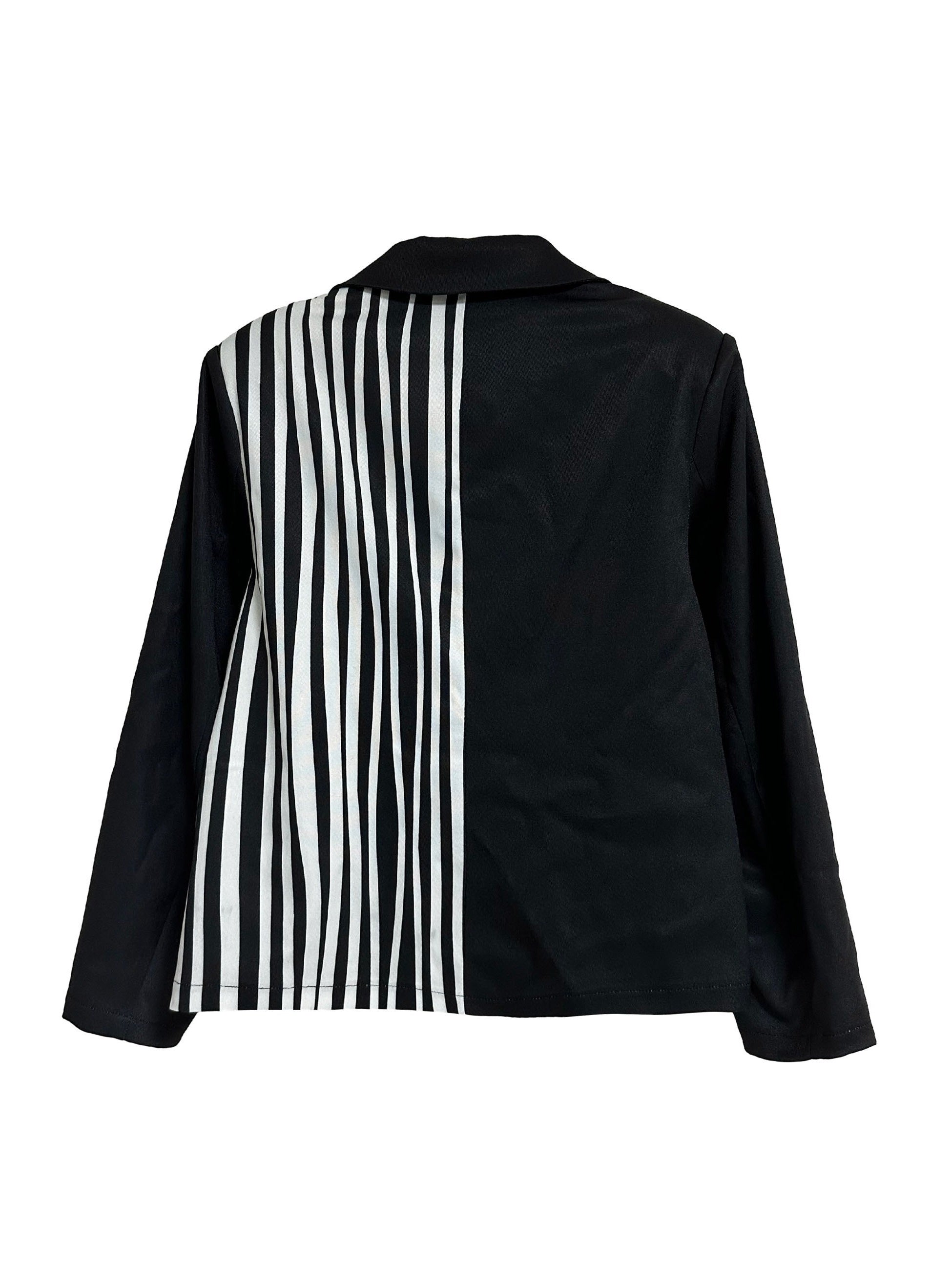  Colorblock Stripe Print Long Sleeve Blazer
