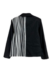  Colorblock Stripe Print Long Sleeve Blazer