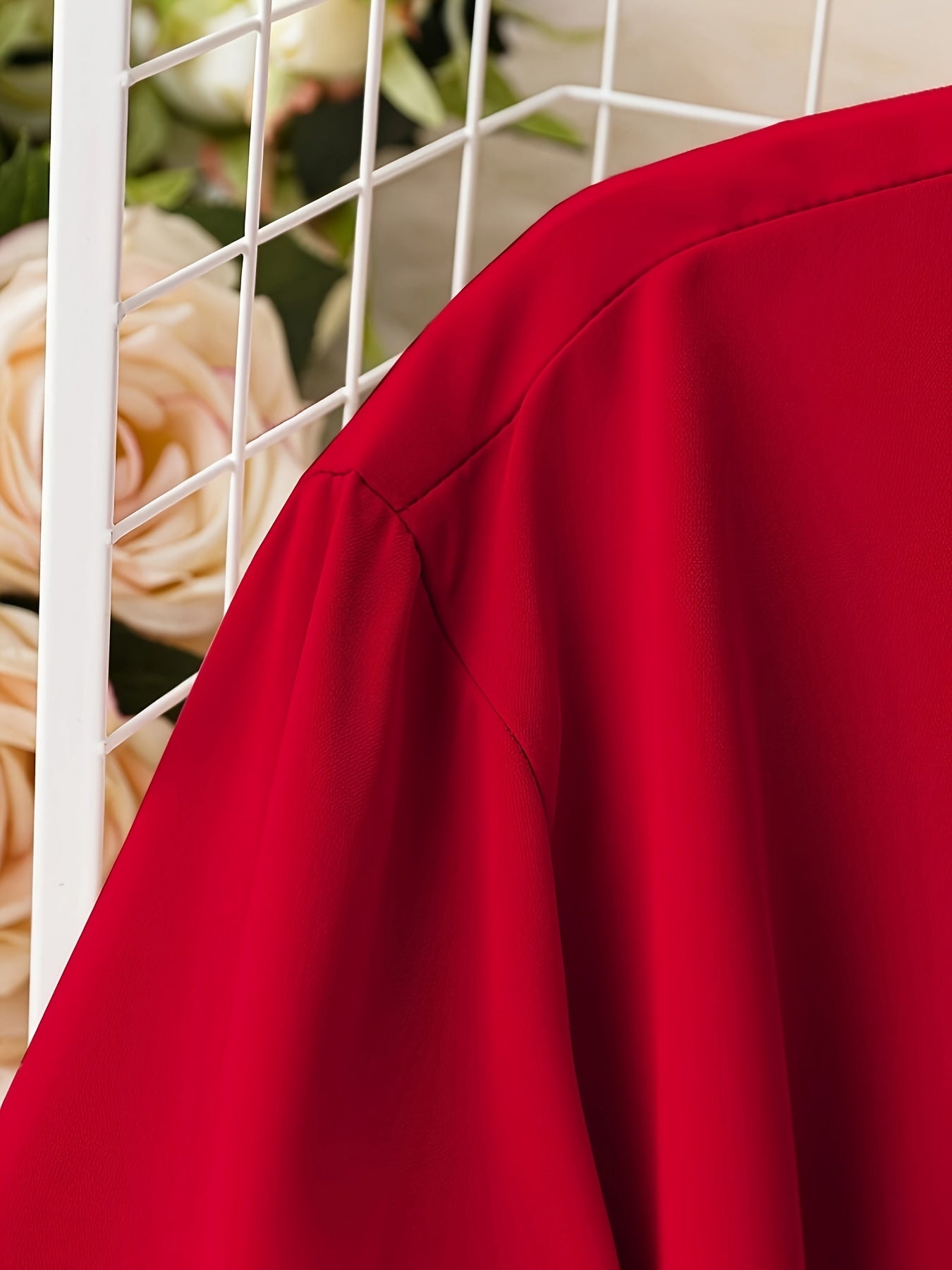  Colorblock Lantern Sleeve Shirt Dress
