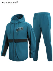 Men's Outdoor Hooded Windbreaker Jacket & Warm Pants
