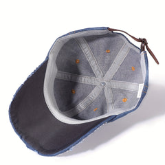 Rhinestone Heart Baseball Cap Denim Distressed Sun Hat Adjustable