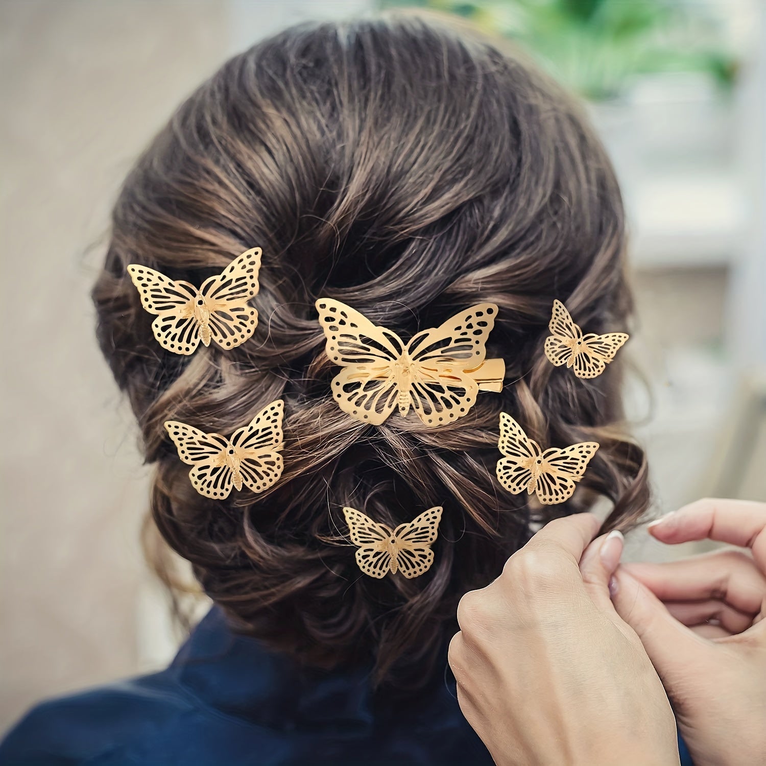 6 Pcs Golden Butterfly Hair Clips Metal Butterfly Duck Billed Clip Barrettes