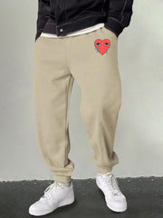 Men's Heart Print Joggers Casual Sweatpants Outdoor