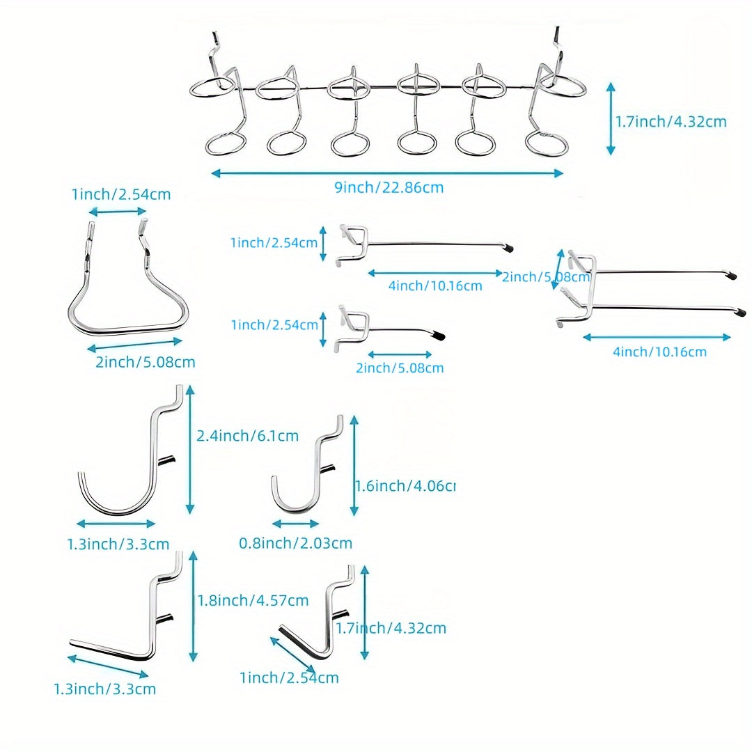 50pcs Pegboard Hooks Assortment with Pegboard Rack for Organizing Tools