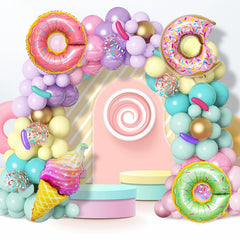 139pcs Pastel Donut Balloon Garland Arch Set Sweet One Birthday Party Decoration