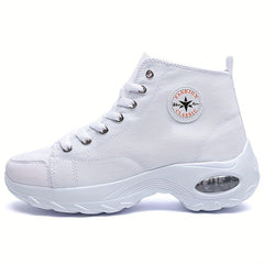 Women's Leisure Air Cushion Sneakers Thick Bottom Mid Top Canvas Shoes