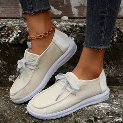 Women's Casual Lace Up Canvas Loafers Non Slip Walking Shoes