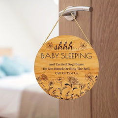 Funny Baby Sleeping Sign - Do Not Knock or Ring Bell - Wooden Door Hanger