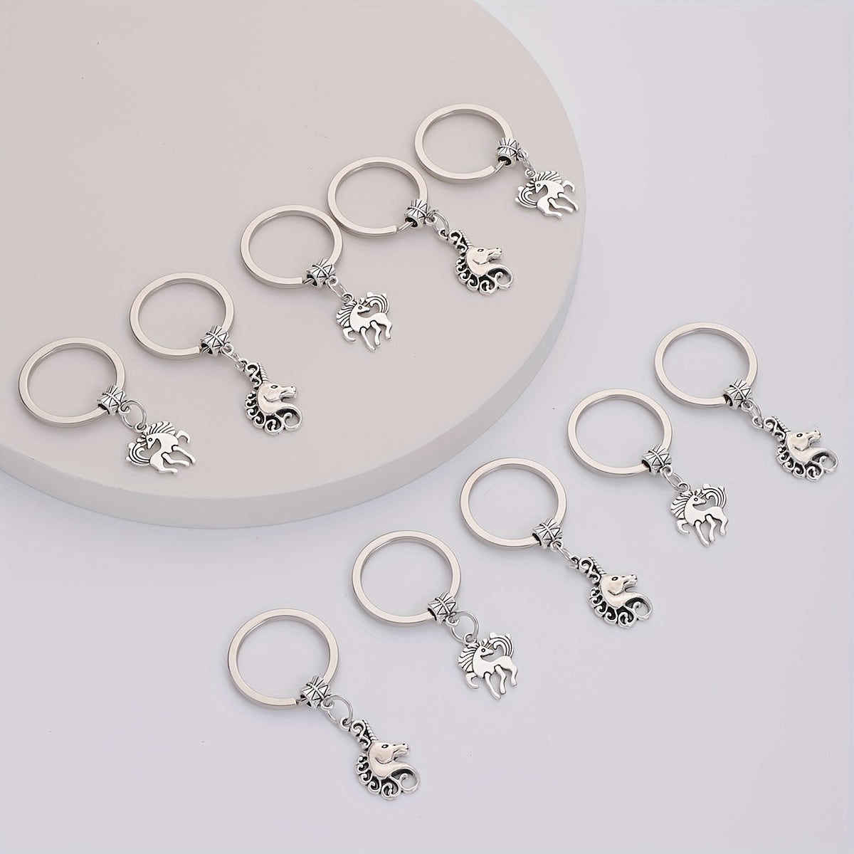10pcs Alloy Pony Unicorn Keychain Men Business Case Bag Accessories Pendant Gift