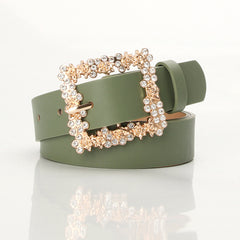 Women Rhinestone Pin Buckle Dress Belt