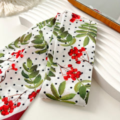 Fruit Leaf Print Skinny Scarf Long Ribbon Neckerchief
