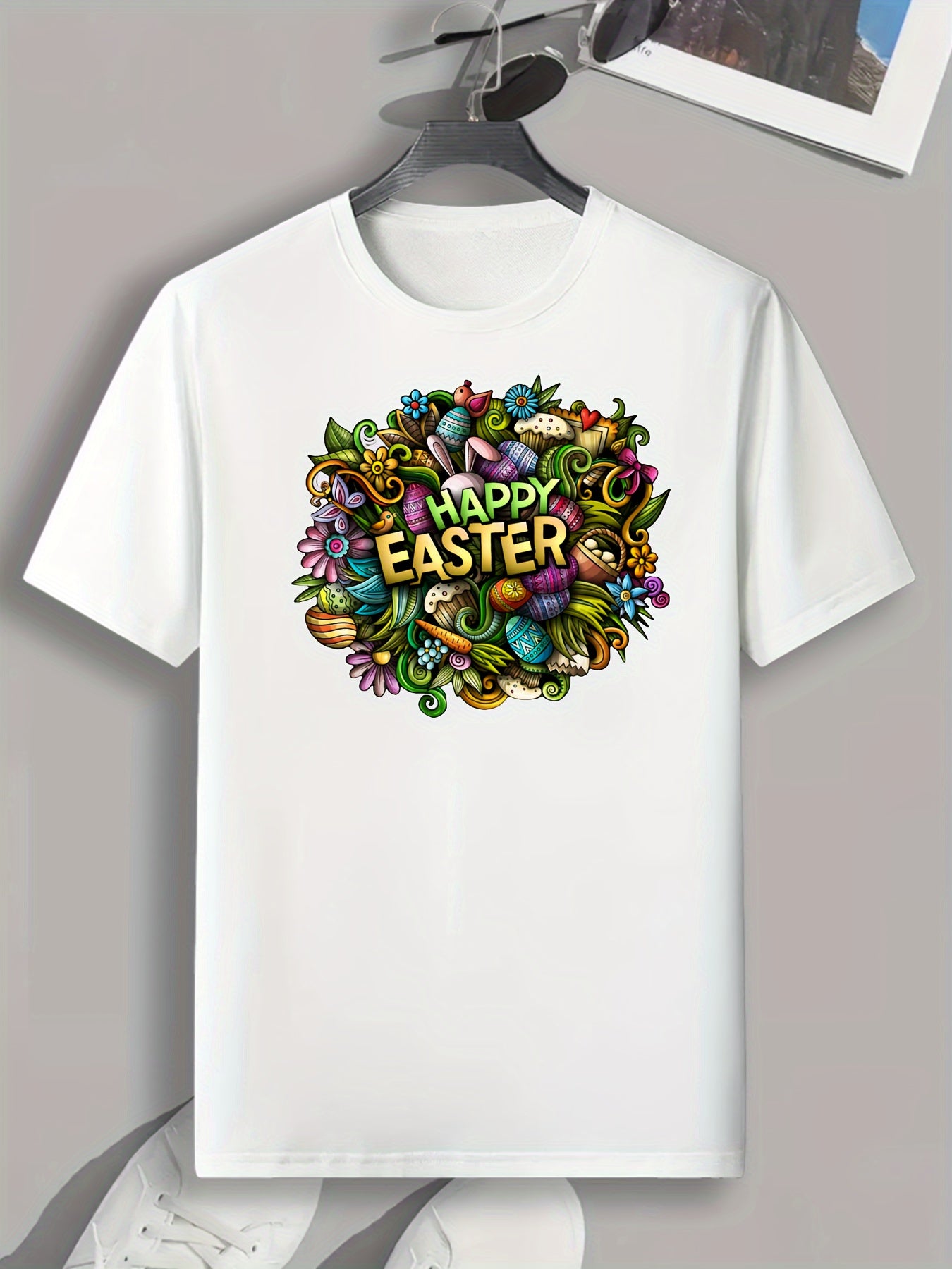 HAPPY EASTER Print Men's Graphic T shirt Casual Tee For Summer