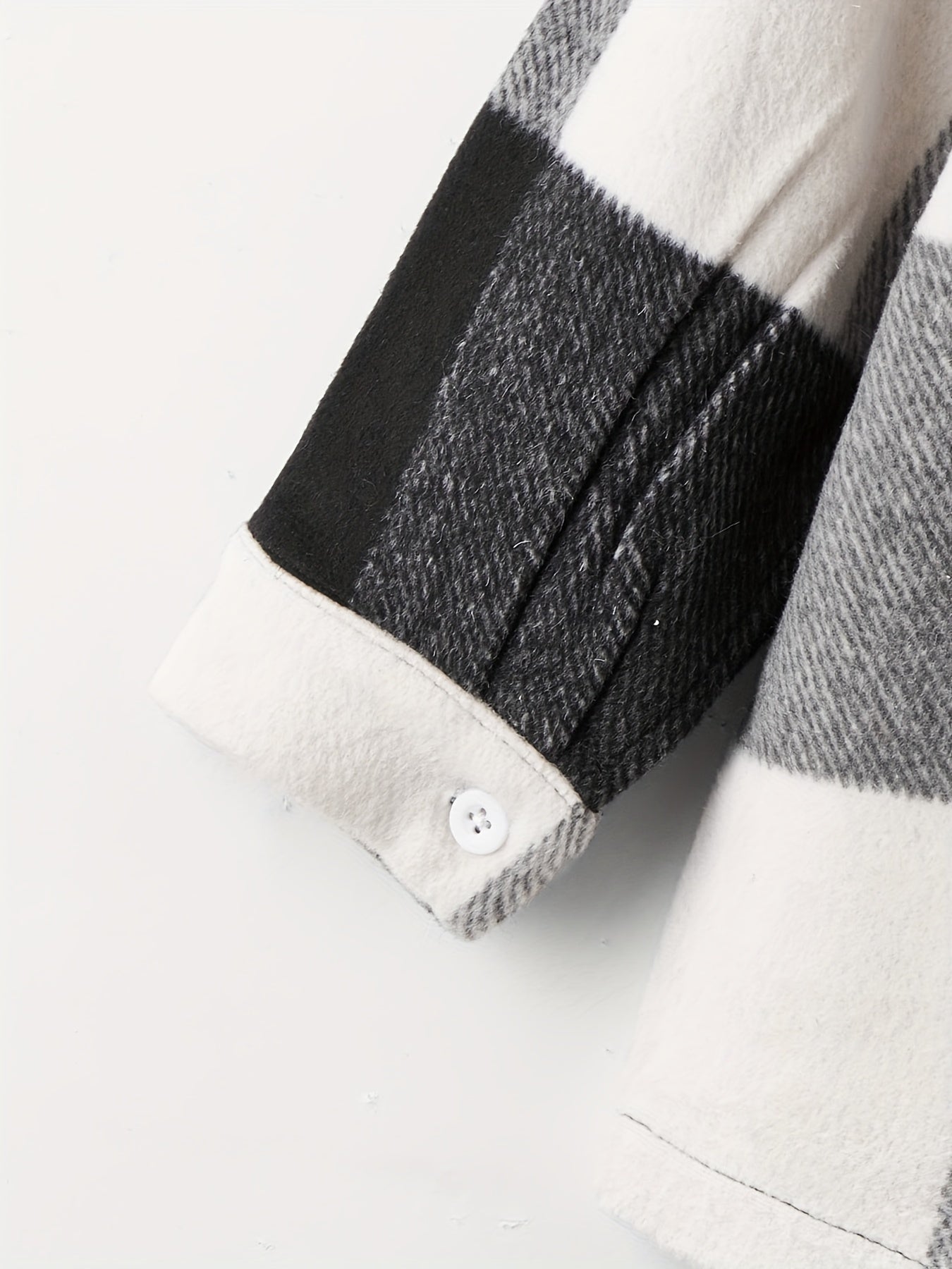 Girls Fleece Jacket Plaid Button Collar Shirt