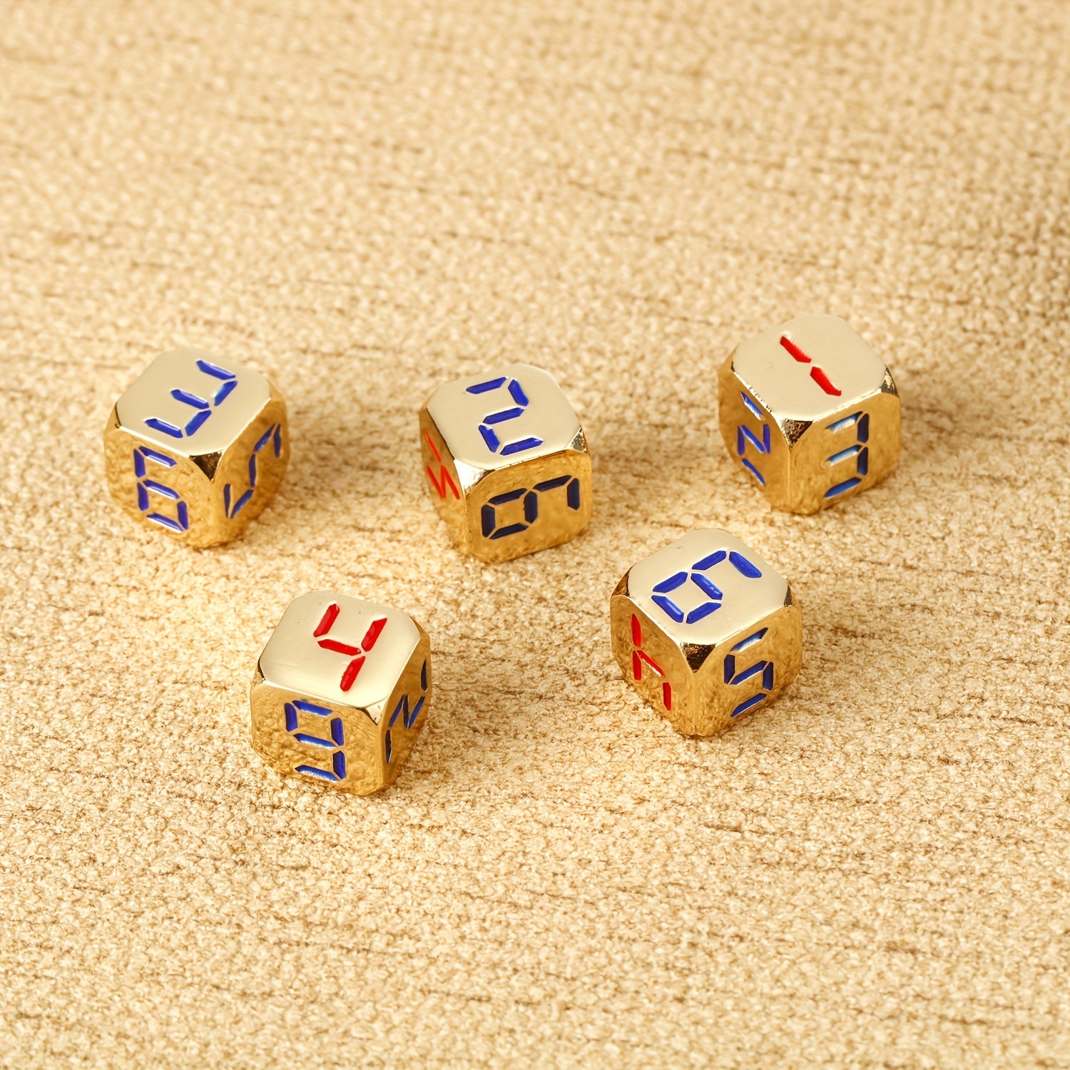 0.5in 6-Sided Arabic Numeral Metal Dice for Farkle Mahjong Game Golden Bronze