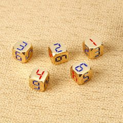 0.5in 6-Sided Arabic Numeral Metal Dice for Farkle Mahjong Game Golden Bronze