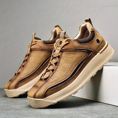 Men's Leather Platform Sneakers Soft Sole Walking Shoes