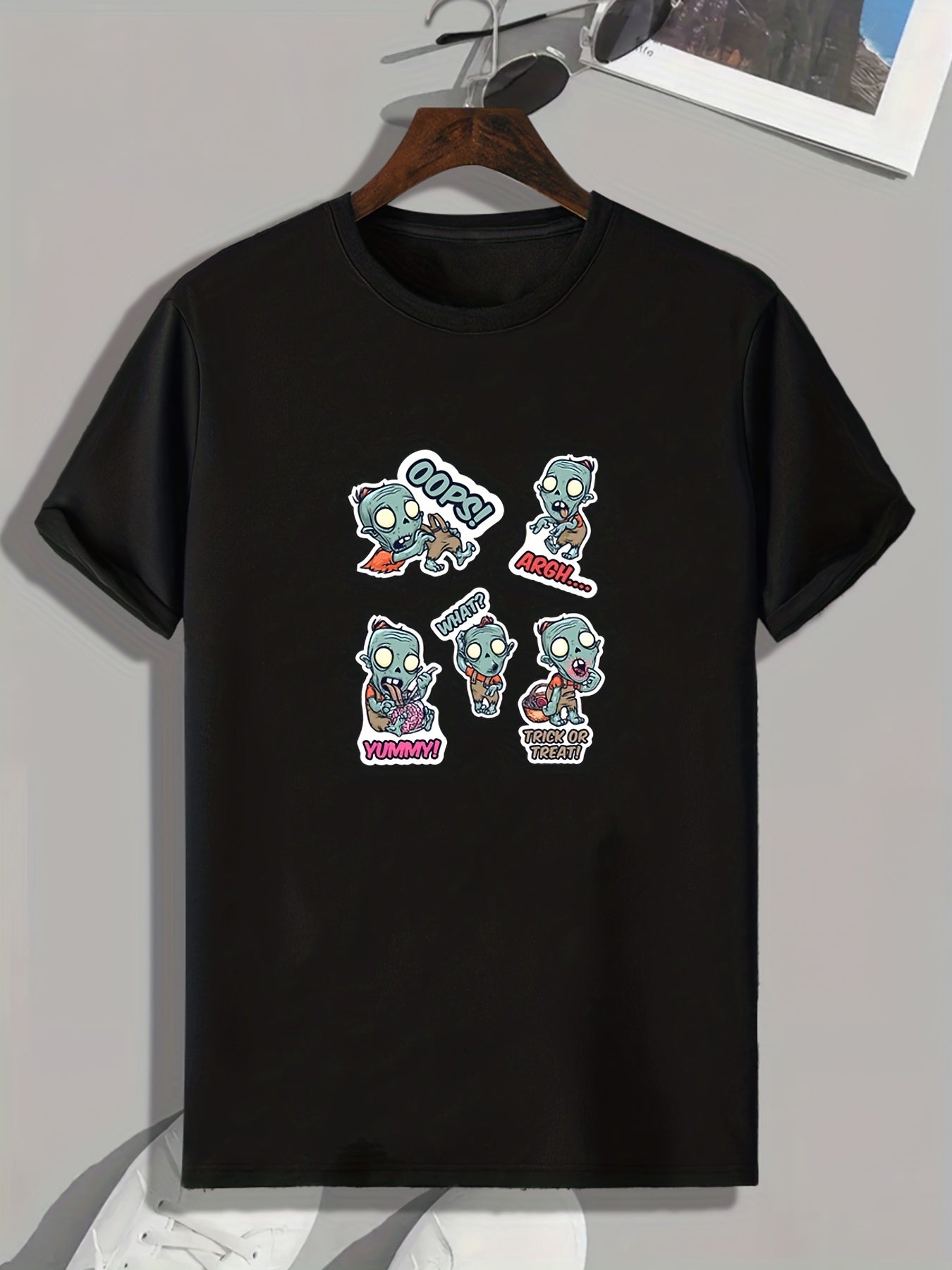 Men's Cartoon Zombie Print T-shirt for Halloween