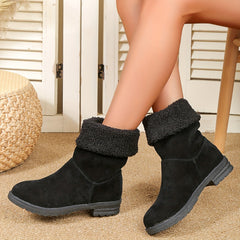 Furry Round Toe Snow Boots Plush Lined Thermal Fall Winter Shoes