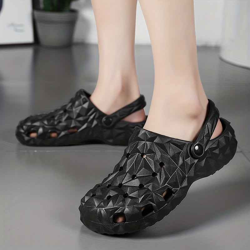 Men's Solid Geometric Slip On Clogs