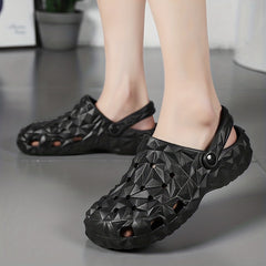 Men's Solid Geometric Slip On Clogs