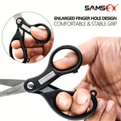 SAMSFX Retractable Lanyard Fishing Scissors with Hook Sharpeners