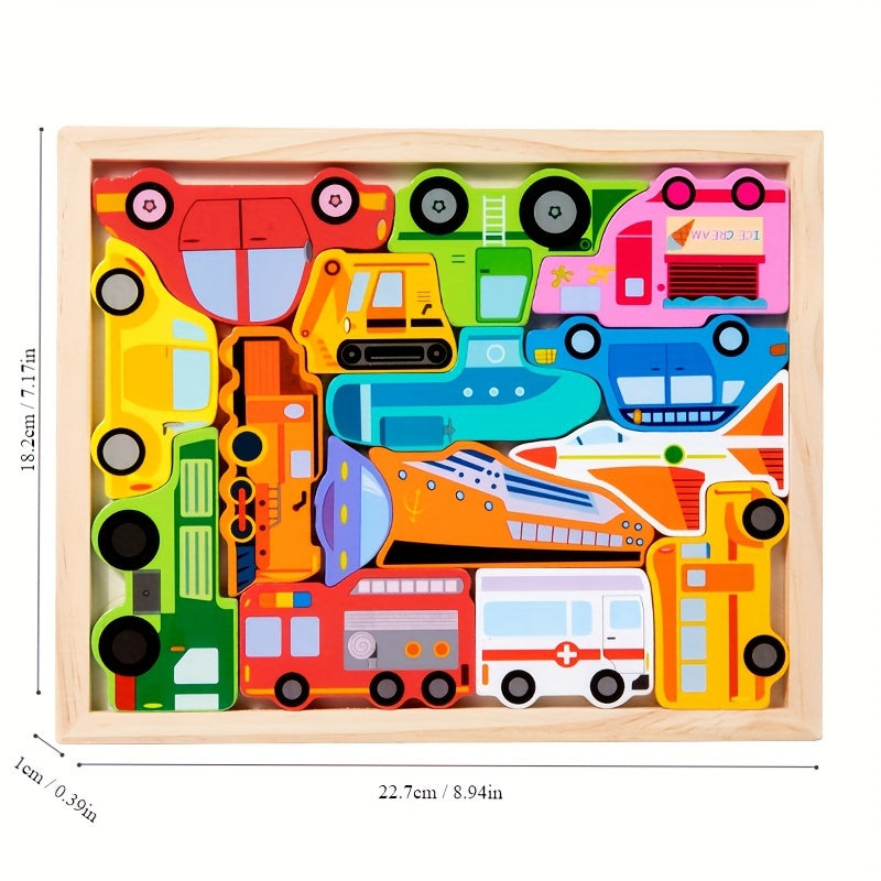 Wooden 3D Puzzle Set for Kids Educational