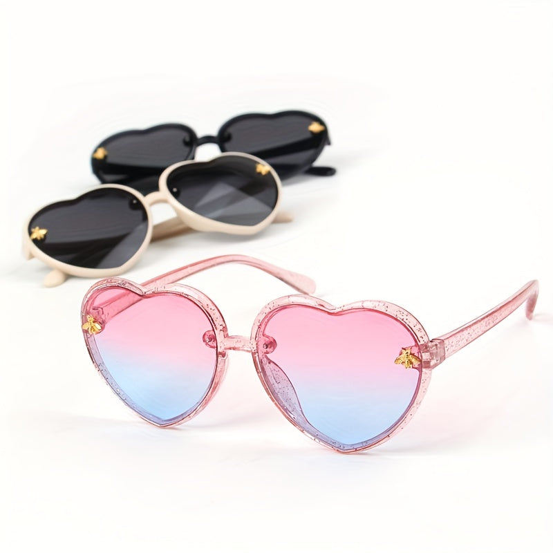 Kids Bee Heart Shaped Gradient Sunglasses for Party Dress Up