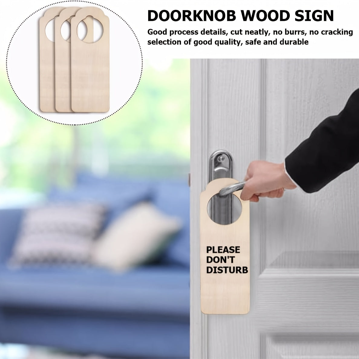 5pcs Natural Wooden Door Handle Hanger DIY Double-sided Hanging Decoration