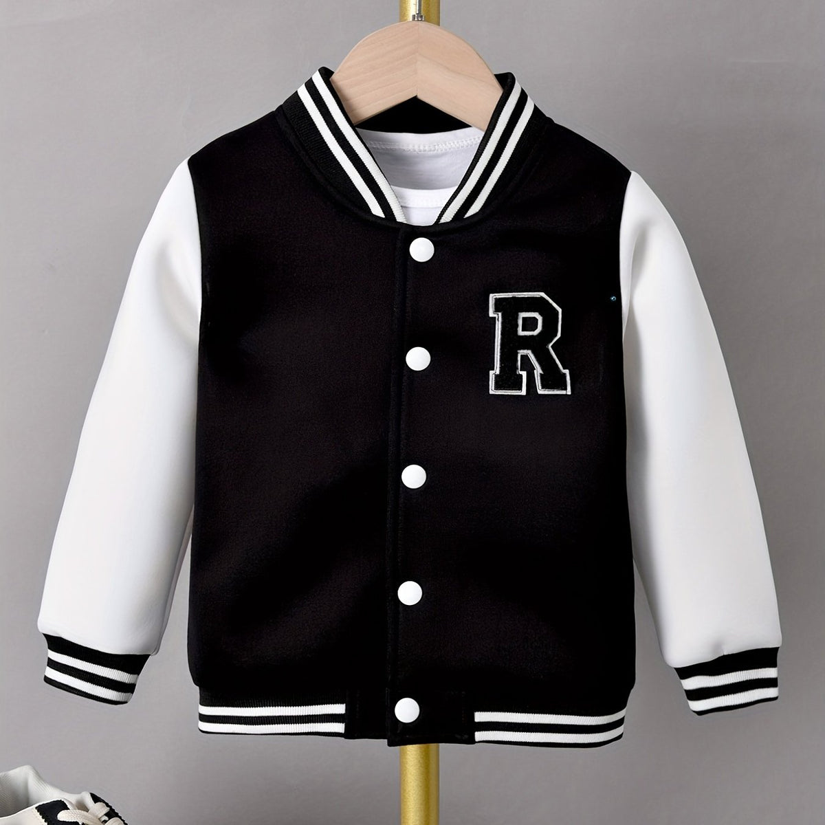 Boys Varsity Jacket Long Sleeve Letter Graphic Block Collar