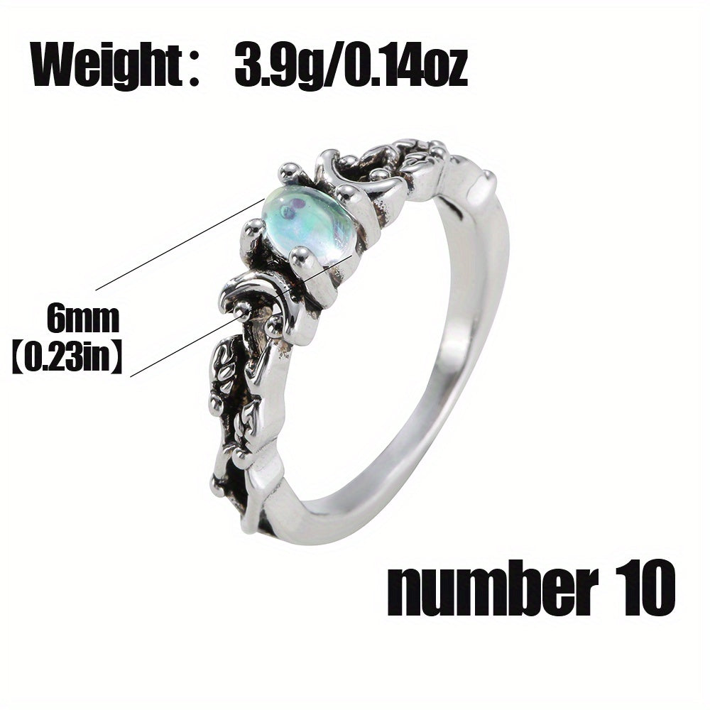 Men's Silvery Faux Moonstone Ring - Delicate Design