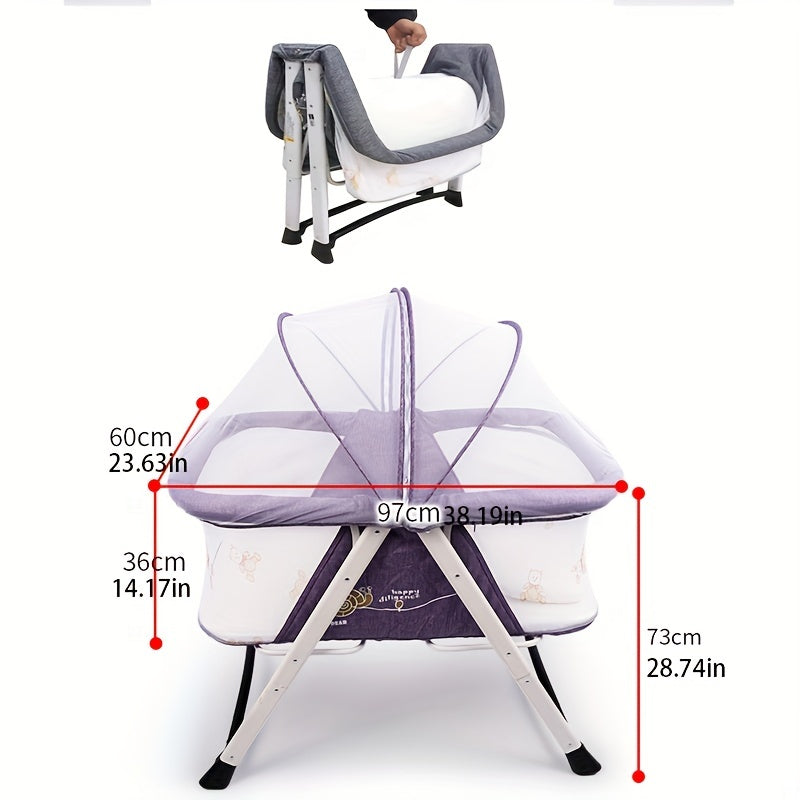 Portable Multifunctional Crib with Wheels for Newborns