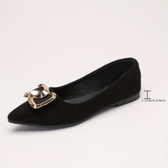 Chain Decor Pointed Toe Ballet Flat Shoes