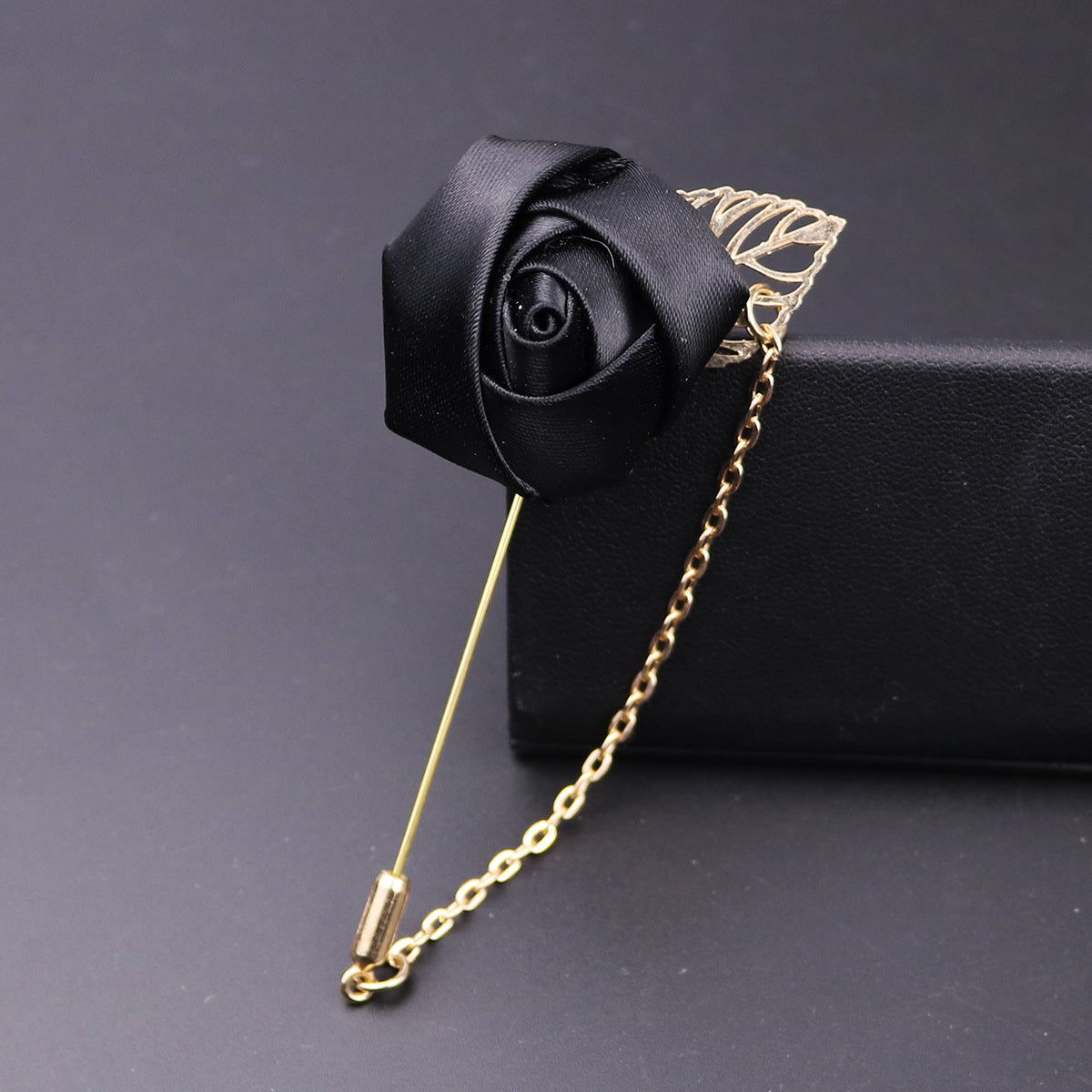 Men's Suit Golden Leaf Rose Brooch