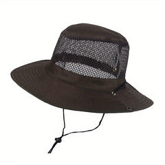 Mesh Hollow Out Bucket Hat Breathable Wide Brim UV Protection Sun Hat