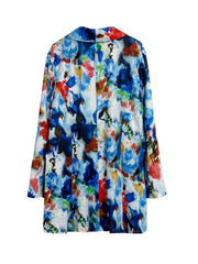  Tie Dye Long Sleeve Slim Fit Blazer With Pockets