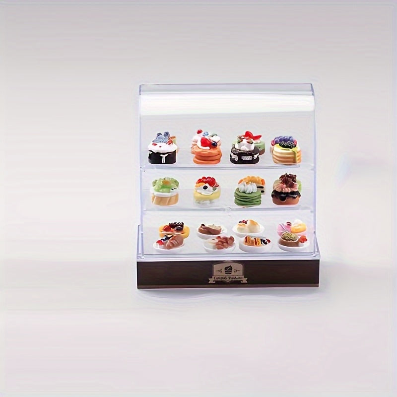 Mini Cake Display Case with Detailed Cake Designs ABS Colorful Dessert Set
