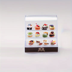 Mini Cake Display Case with Detailed Cake Designs ABS Colorful Dessert Set