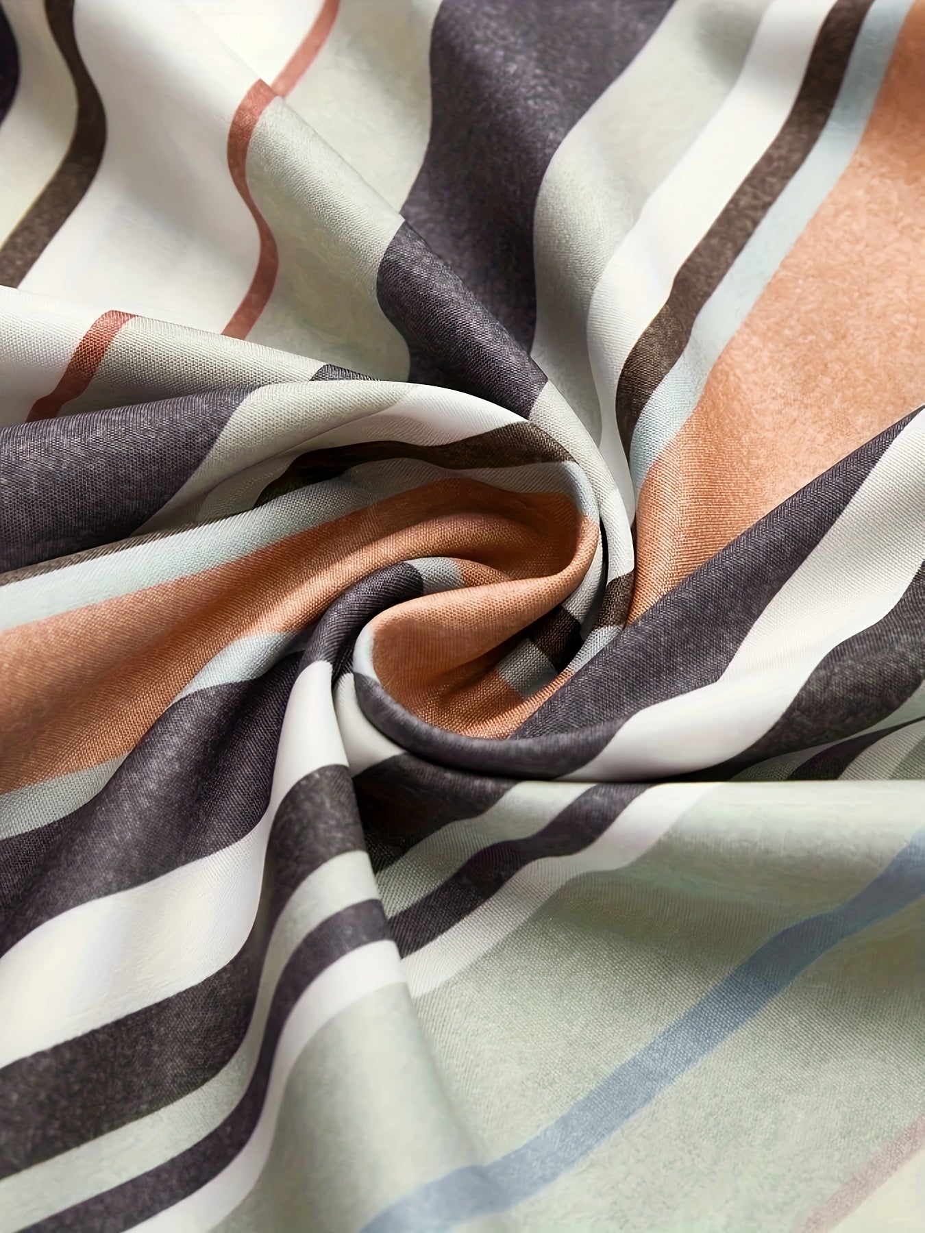  Stripe Print Ruched V Neck Short Sleeve Dress